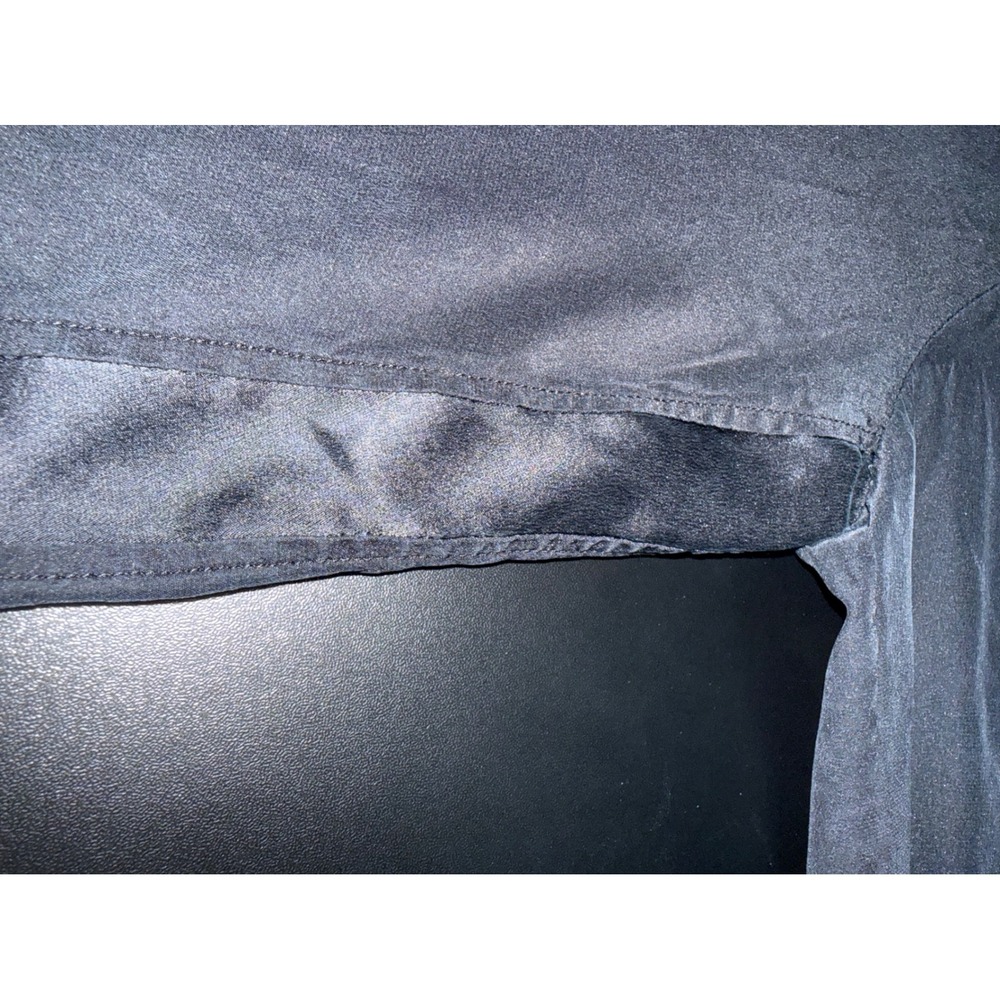 Lafayette 148 New York Blouse Women L Black 100% Silk 3/4 Sleeve Hidden Button - Picture 9 of 12